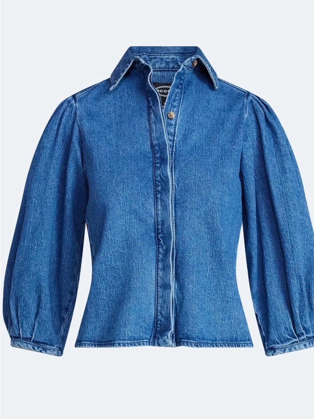 Blue Puff-Sleeve Denim Jacket - Picture 2 of 16